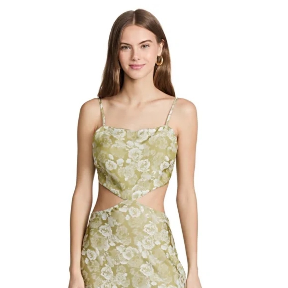 Emilea Floral Print Cutout Maxi Dress - Green